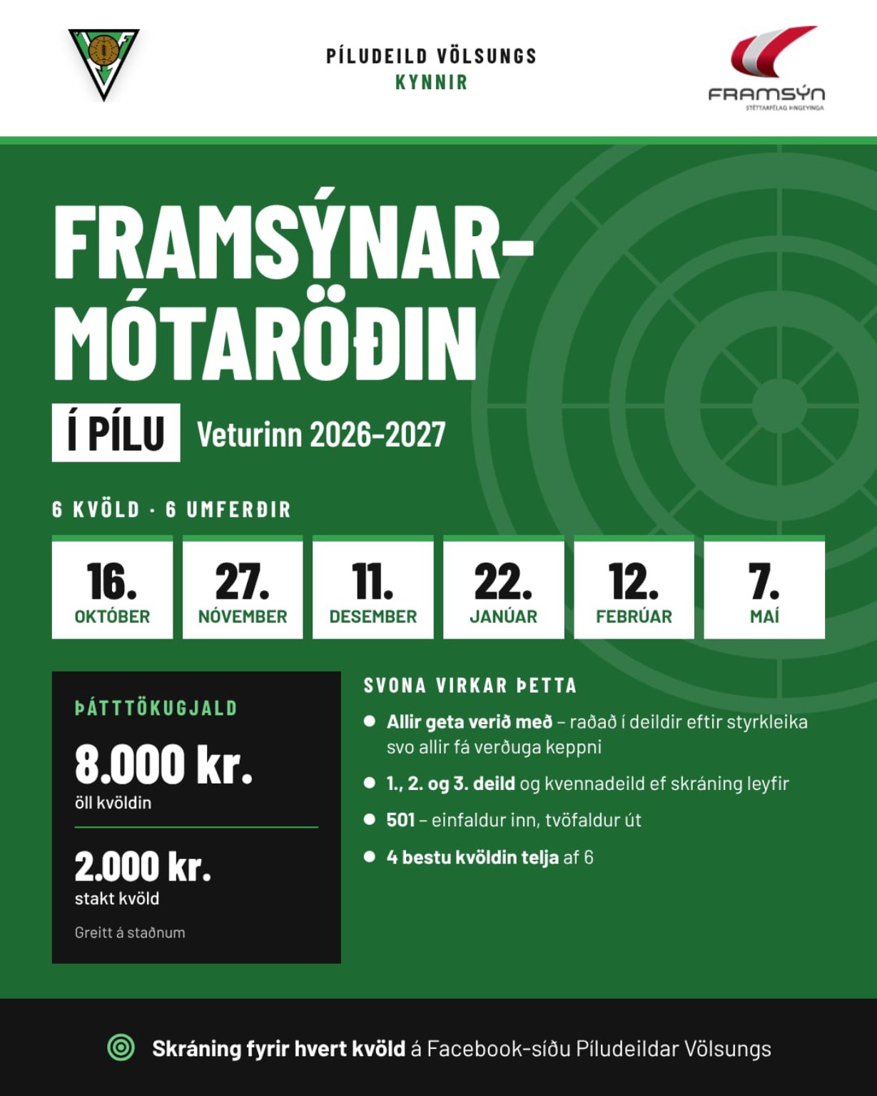 Framsýnarmótaröðin hefst föstudaginn 16. október